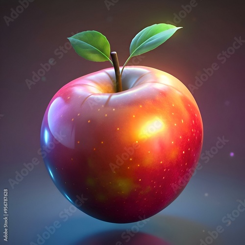 A 3D rendered illustration of a shiny. red Otaheite apple with a green leaf on top. perfect for adding a touch of nature to your designs. photo