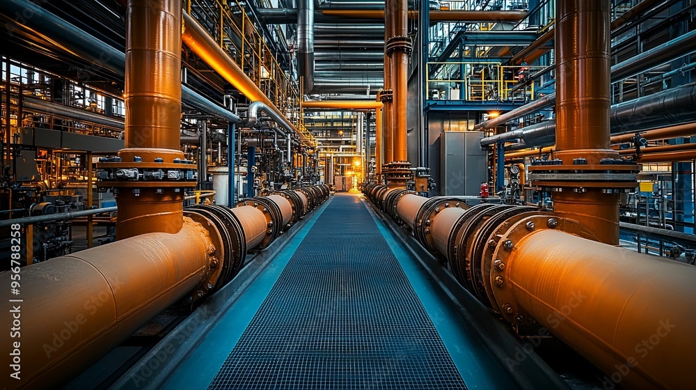 Industrial Pipeline Network in a Factory Setting Industrial Pipeline Network in a Factory Setting