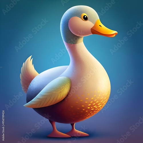 A charming 3D illustration of a Peking duck with a friendly expression. perfect for adding a touch of whimsy to your designs. photo