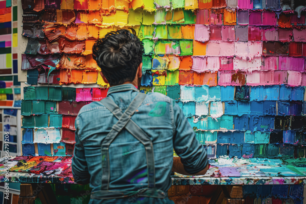 Graphic designers are surrounded by a variety of colors and design software. Graphic designers are surrounded by a variety of colors and design software.