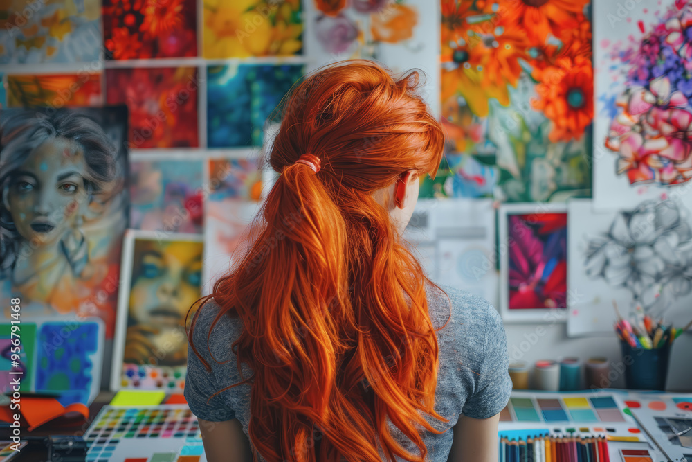Graphic designers are surrounded by a variety of colors and design software. Graphic designers are surrounded by a variety of colors and design software.