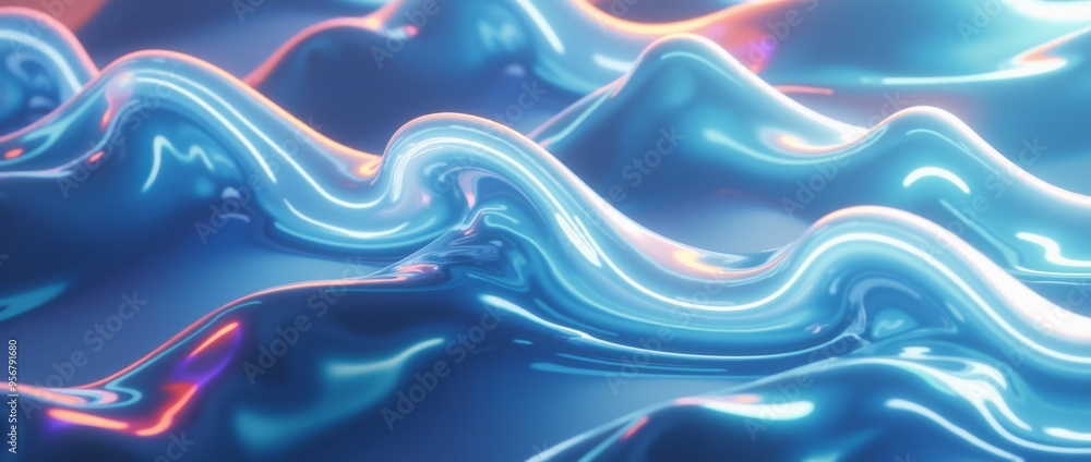 Fototapeta premium Abstract wavy glass background. Bright and beautiful futuristic wallpaper.