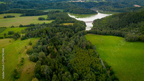 Aerial view of the Bóbr Valley, Lower Silesia, Poland