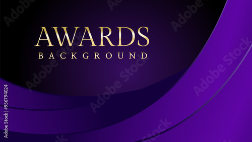Purple golden royal awards graphics background. Elegant modern template with classy shine.	
