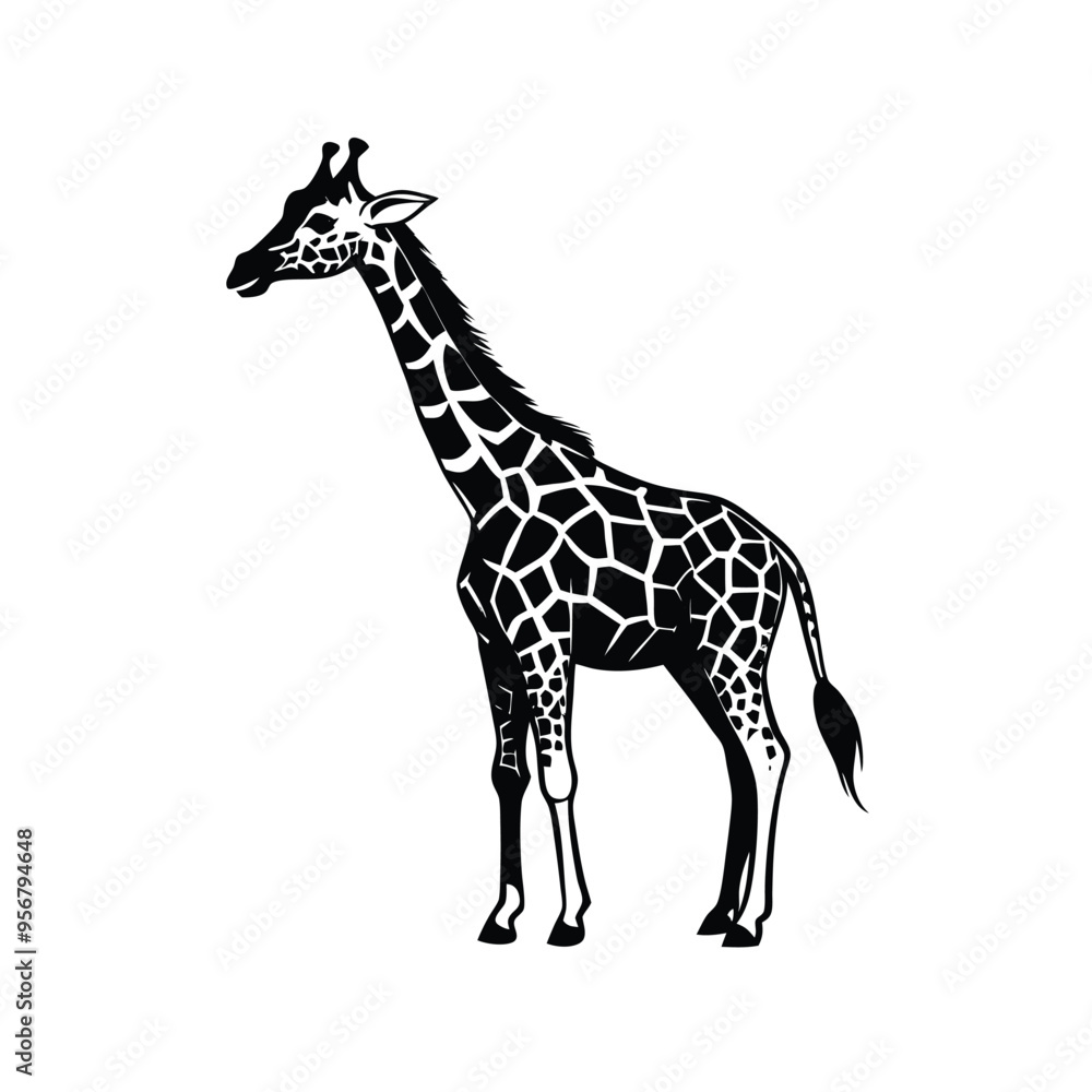 Naklejka premium Abstract Giraffe Vector Art with Full Body Silhouette for a Contemporary Logo Design