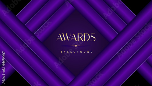 Purple golden royal awards graphics background. Elegant modern template with classy shine.	
