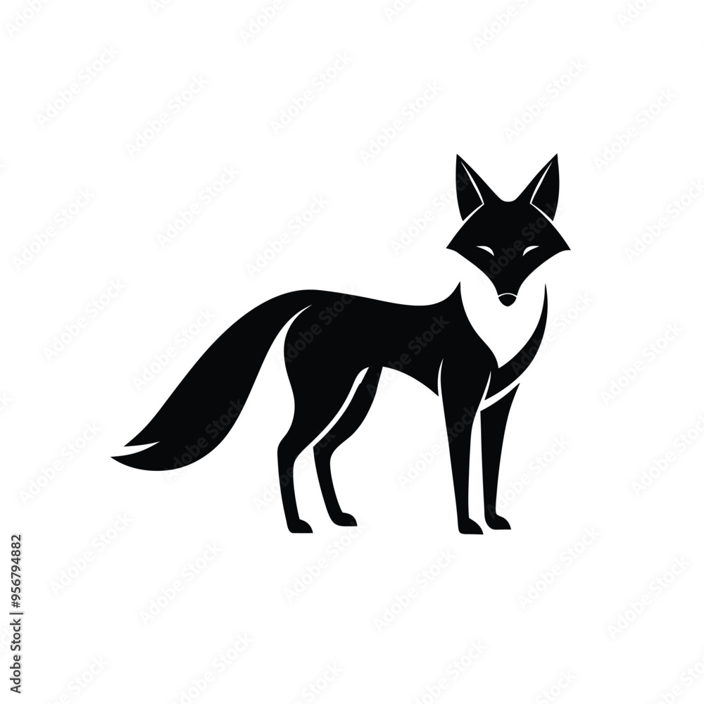 Obraz premium Fox logo icon vector silhouette design isolated