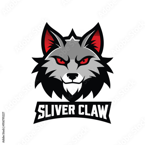 Wolf mascot logo icon vector design with text sliver claw badge style isolated