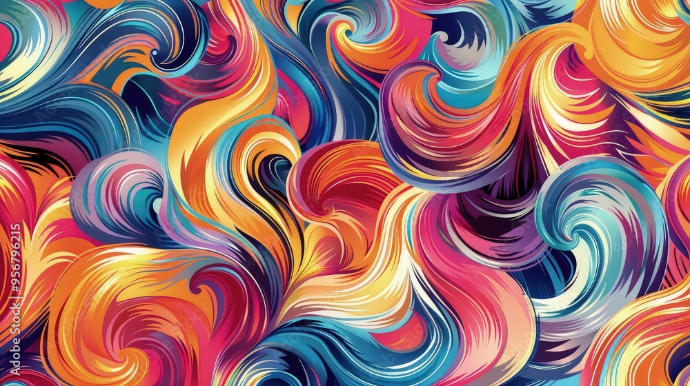 A seamless pattern background featuring abstract swirls and strokes in a palette of bright, vivid colors, resembling an expressionist painter??s canvas. A seamless pattern background featuring abstract swirls and strokes in a palette of bright, vivid colors, resembling an expressionist painter??s canvas.