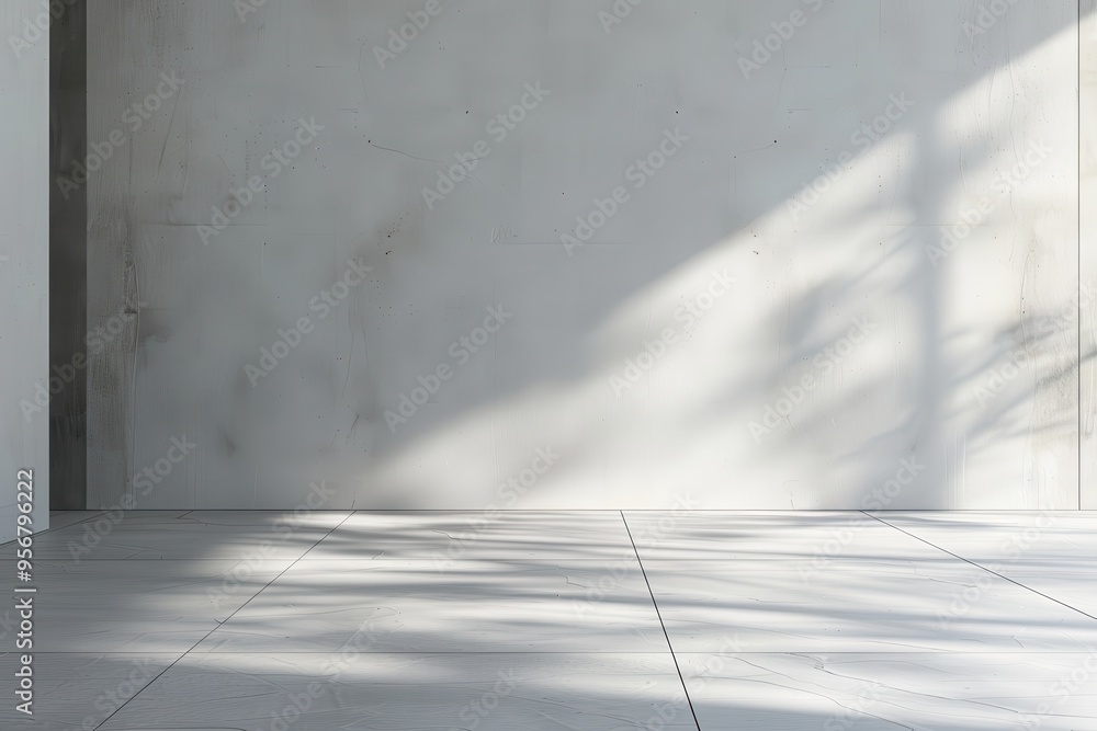 Minimalist White Room with Sunlit Floor and Wall Minimalist White Room with Sunlit Floor and Wall
