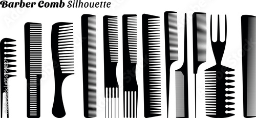 Set of barber comb silhouettes