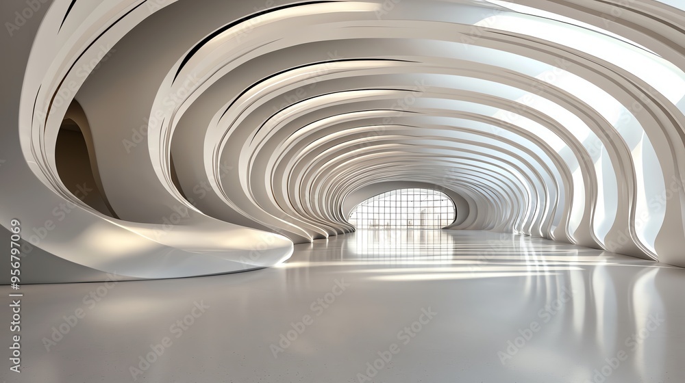 Obraz premium Abstract view of stadium architecture with shadow and light interplay, under cold white lights, futuristic feel