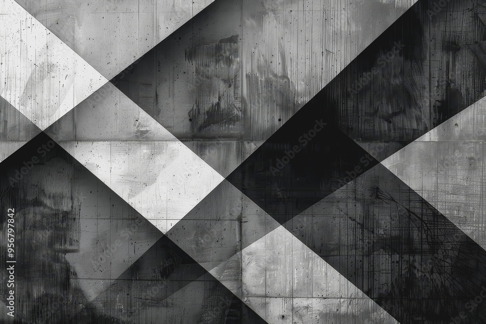Minimalist composition of intersecting triangles. Rendered in monotone with texture and opacity. Minimalist composition of intersecting triangles. Rendered in monotone with texture and opacity.
