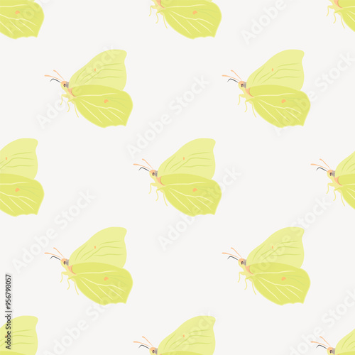 Vector pattern with yellow butterflies