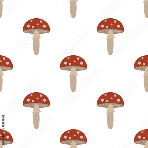 Vector illustration with fly agaric mushrooms