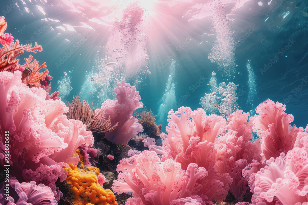 Naklejka premium Vibrant colors explode underwater.