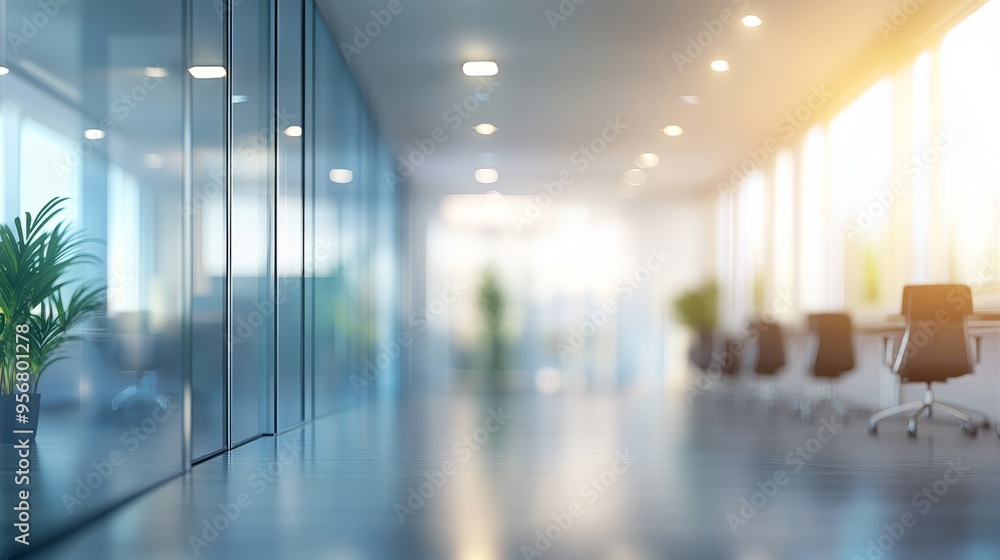 A modern office interior with glass walls, plants, and workspaces, designed for productivity and collaboration. A modern office interior with glass walls, plants, and workspaces, designed for productivity and collaboration.
