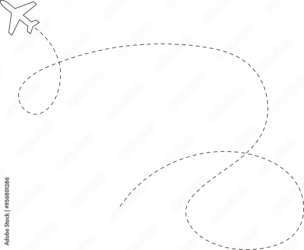 Airplane line path, flight route, trace, travel Airplane line path, flight route, trace, travel