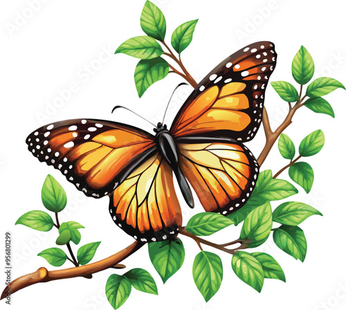 Vibrant butterfly with exquisite patterns, isolated on white background - detailed macro photography of a colorful butterfly,