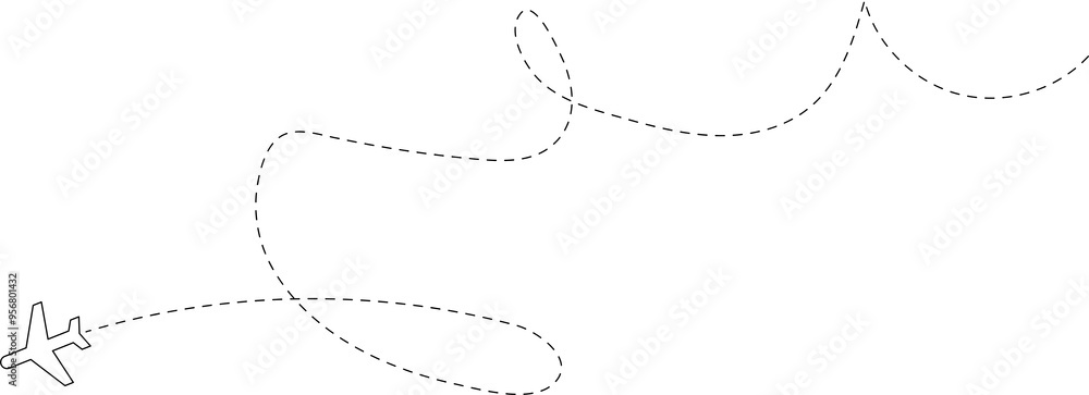 Airplane line path, flight route, trace, travel Airplane line path, flight route, trace, travel