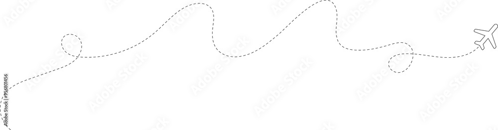 Airplane line path, flight route, trace, travel Airplane line path, flight route, trace, travel