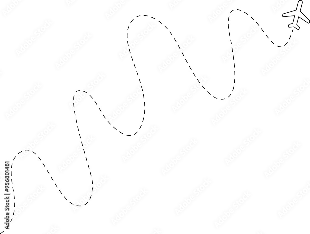 Airplane line path, flight route, trace, travel Airplane line path, flight route, trace, travel