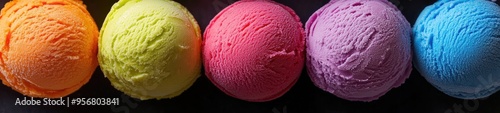 Closeup Macro of Different Colored Ice Cream Balls