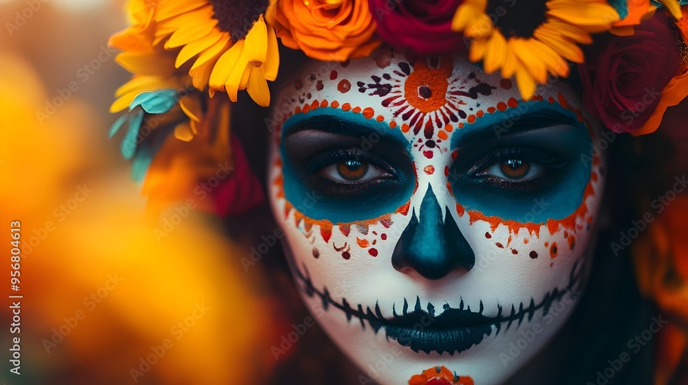 Vibrant Dia de los Muertos Face Makeup with Diwali Inspired Floral Designs Vibrant Dia de los Muertos Face Makeup with Diwali Inspired Floral Designs