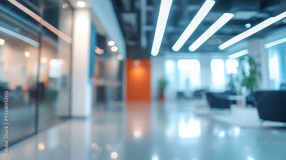 A modern office interior with sleek design and bright lighting, creating a professional atmosphere. A modern office interior with sleek design and bright lighting, creating a professional atmosphere.