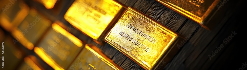 Close-up view of shiny gold plaques showcasing reflections and intricate details, perfect for showcasing luxury and achievement. Close-up view of shiny gold plaques showcasing reflections and intricate details, perfect for showcasing luxury and achievement.