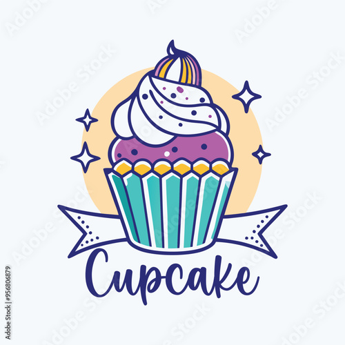 Bright Cupcake Graphic for Food Branding
