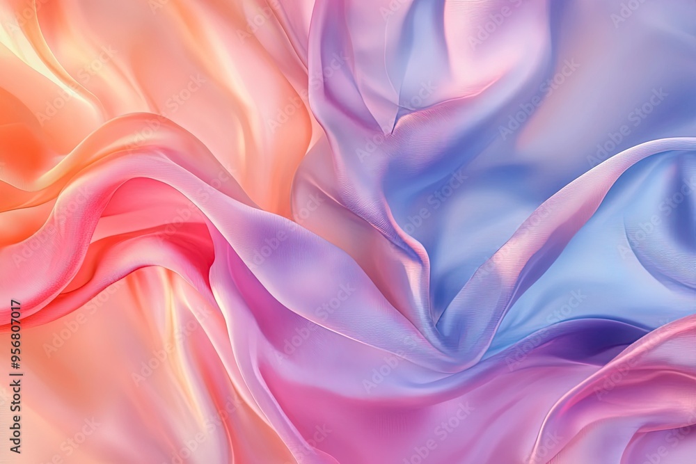 Obraz premium Abstract pastel motion background, creative video with cloth texture movement with delicate colors, dreamy graphic with elegant and luxury style, feminine design for females. Generative Ai