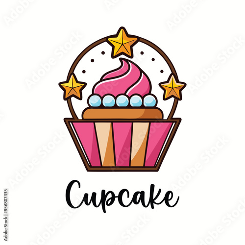 Colorful Cupcake Illustration for Bakery
