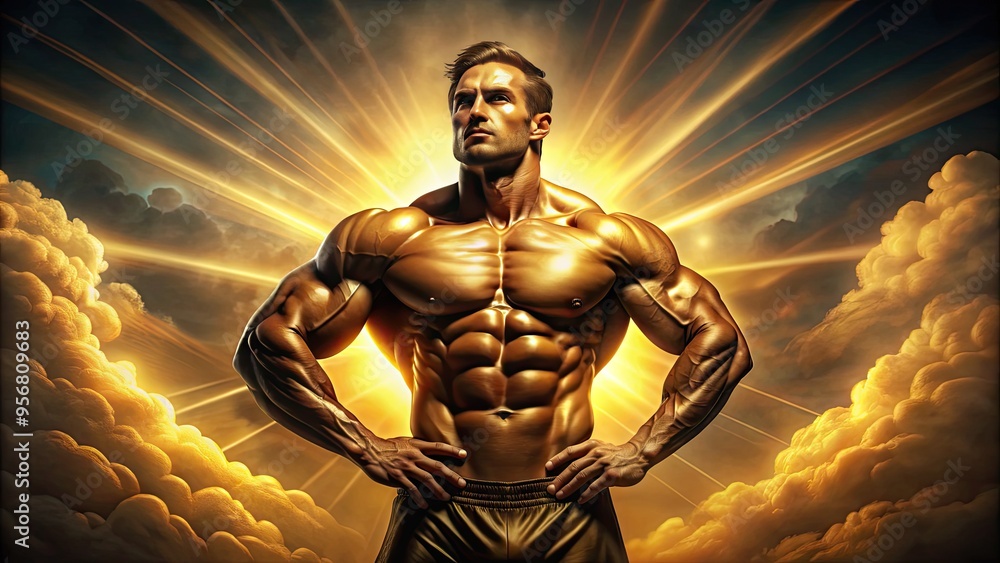 A confident and powerful figure stands tall, arms akimbo and chest out, bathed in warm golden light, exuding strength, courage, and unyielding determination. A confident and powerful figure stands tall, arms akimbo and chest out, bathed in warm golden light, exuding strength, courage, and unyielding determination.