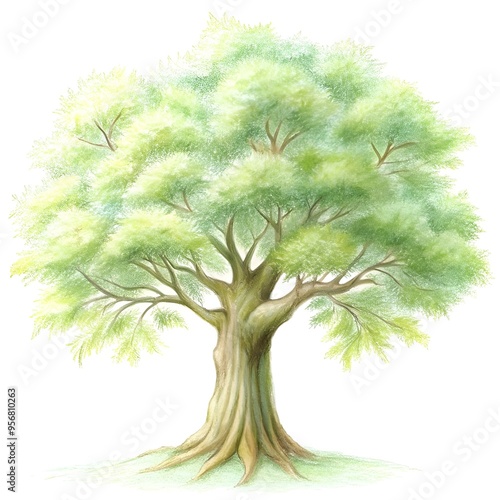 A beautifully detailed 3D illustration of a Sassafras tree. rendered with realistic textures and vibrant colors. photo