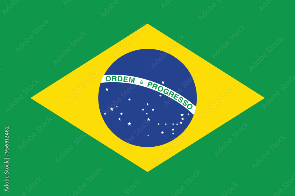 Obraz premium Nationall flag of Brazil. Vector illustration 