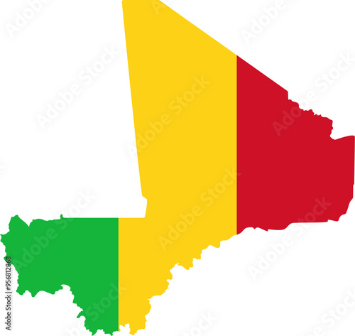 Map of République du Mali Country Vector Design National Flag