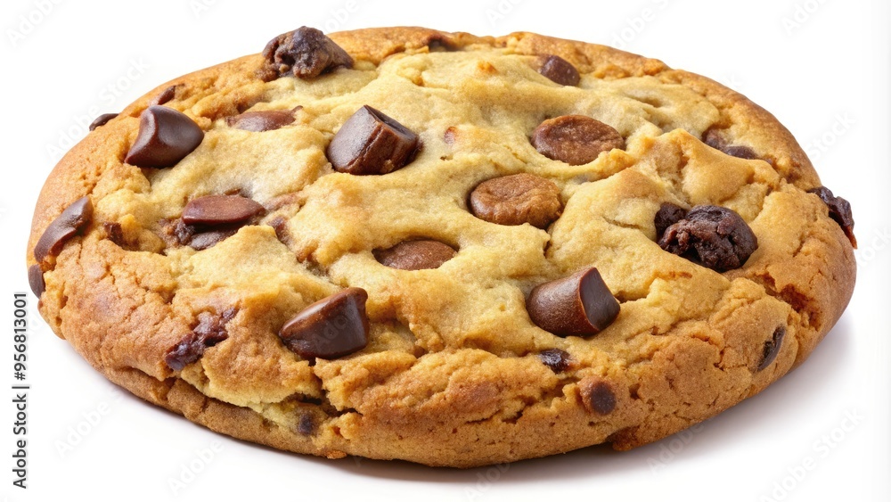 A delicious, freshly baked chocolate chip cookie with a crinkled surface and golden edges, isolated on a transparent background for easy composition. A delicious, freshly baked chocolate chip cookie with a crinkled surface and golden edges, isolated on a transparent background for easy composition.
