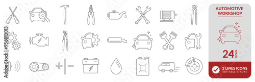 Icons automotive workshop car cleaning gas station repairs and others