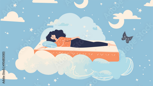 Sweet Dreams Concept with Woman and Cat Sleeping