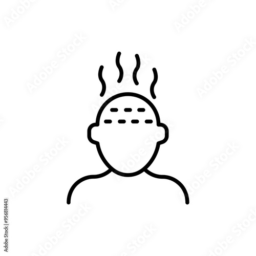 Headache outline icons, minimalist vector illustration ,simple transparent graphic element .Isolated on white background
