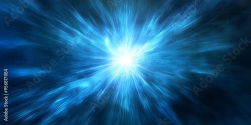 Bright Blue Light Burst Emitting from Center of a Dark Blue Background