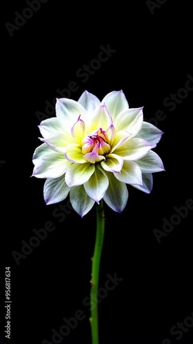 time lapse of beautiful dahlia flower blooming against dark background