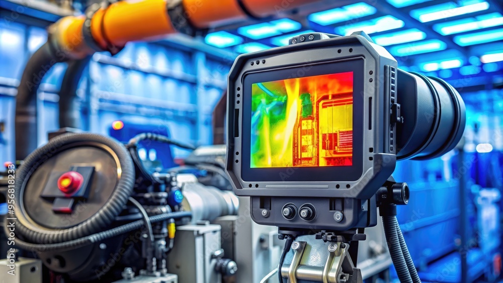 A futuristic thermal imaging camera with a high-resolution screen ...