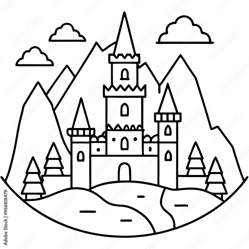 Majestic kingdom with towering castles Majestic kingdom with towering castles