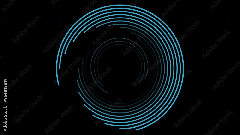 Blue circular spiral lines abstract futuristic tech background. Seamless looping minimal motion design. Video animation Ultra HD 4K 3840x2160