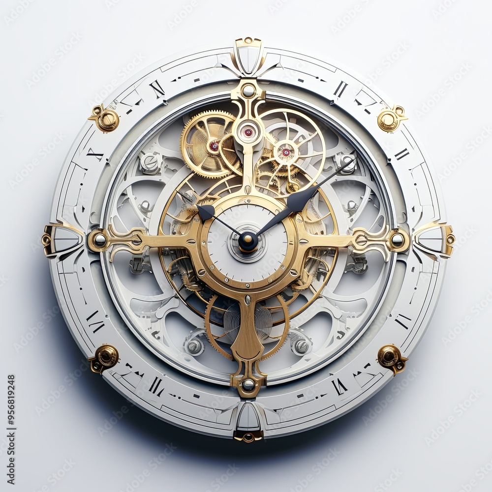 Ornate antique white pocket watch with intricate engravings isolated on a white background Ornate antique white pocket watch with intricate engravings isolated on a white background