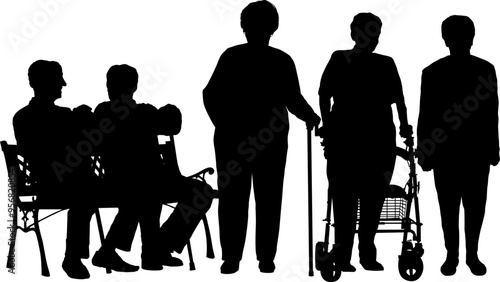 Une silhouette d'un groupe de personnes âgées et en situation de handicap