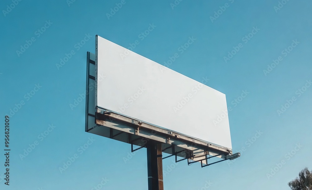 Blank Billboard with Clear Blue Sky Background. AI generated illustration Blank Billboard with Clear Blue Sky Background. AI generated illustration