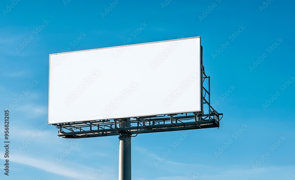 Blank Billboard with Clear Blue Sky Background. AI generated illustration Blank Billboard with Clear Blue Sky Background. AI generated illustration